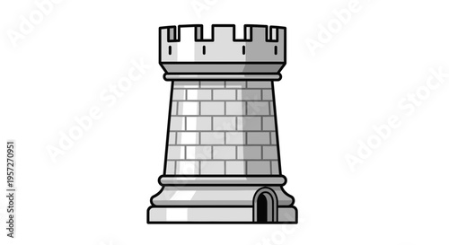 Gray castle rook chess piece tower.