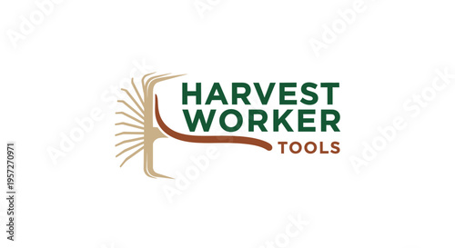 Harvest worker tools logo graphic design.