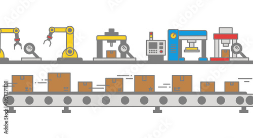 Industrial robotic factory assembly line production.