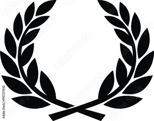 Black laurel wreath design template for awards achievement or quality endorsement symbol