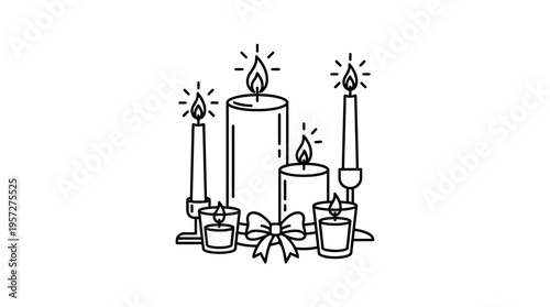 Illustration of Lit Candles with Bow