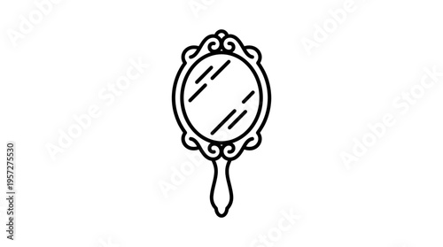 Elegant Handheld Mirror Outline