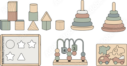 Cleaning process steps set with washing scrubbing rinsing and drying, household hygiene workflow collection vector illustration