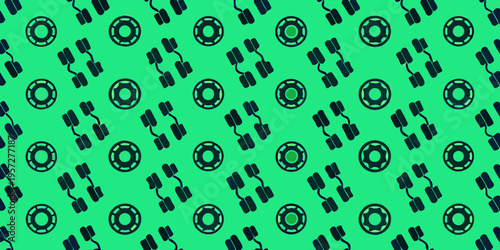 Abstract pattern featuring satellite and circular designs on green
