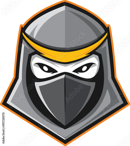 Agile masked warrior head logo graphic design
