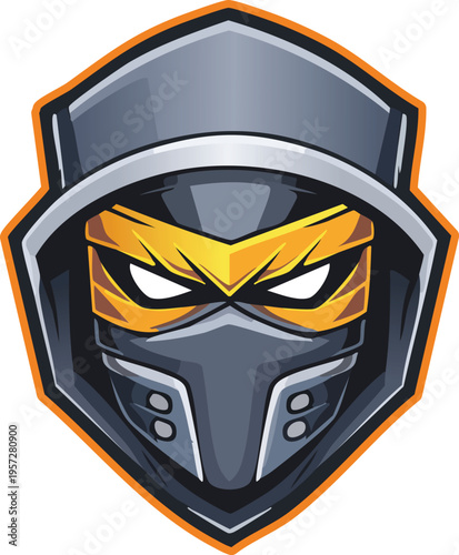 Powerful hooded masked character mascot symbol design
