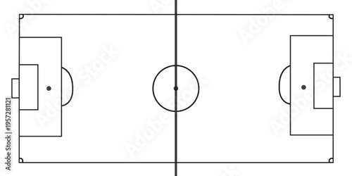 Football fields top view. Soccer grass fields with chalk lines. Green grass field background. Vector Football - Soccer Field. Scheme and marking of the football field, soccer field.