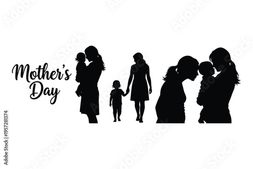Mother's day silhouette family portrait