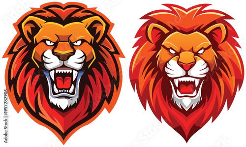 Dynamic Roaring Lion Head Mascot Emblem Vector
