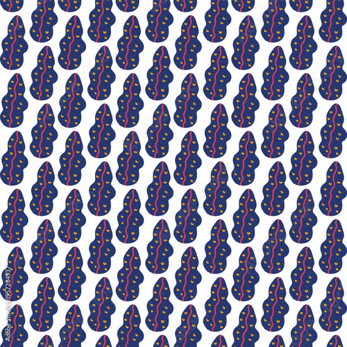 Seamless Abstract Leaf Pattern Repeating Navy Decorative Textile Background With Colorful Dot Accent