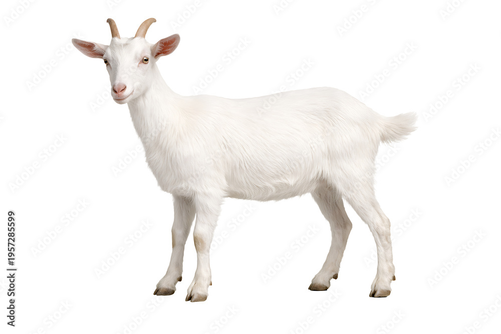 Fototapeta premium Farm livestock goat full body side view isolated on transparent background
