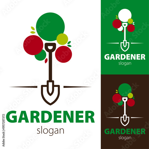 logo paysagiste jardinier pelle arbre	design modern