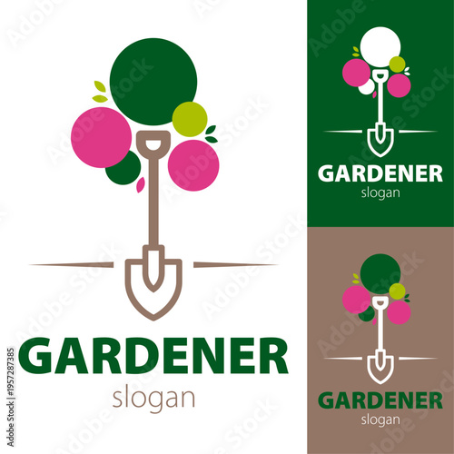 logo paysagiste jardinier pelle arbre	design modern