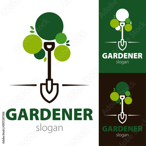 logo paysagiste jardinier pelle arbre	design modern