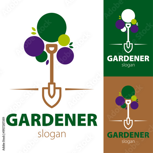 logo paysagiste jardinier pelle arbre	design modern