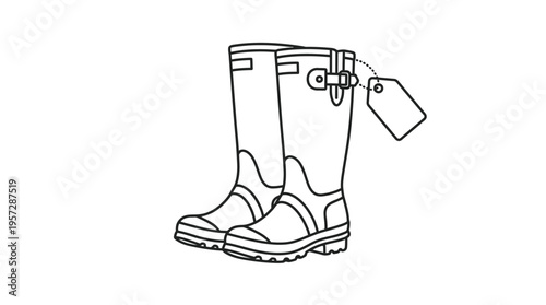 Pair of Wellington Boots with Blank Tag