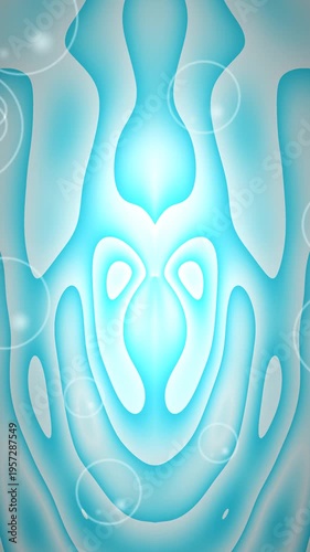 Abstract glowing light forms radiating in a serene digital background