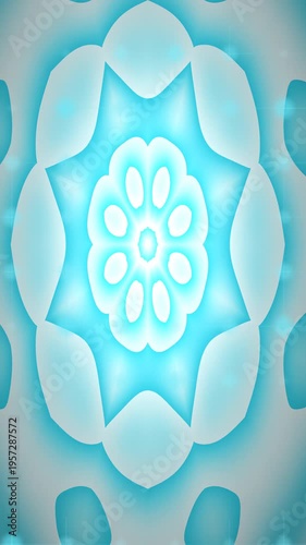Abstract Pattern Radiating Luminous Symmetrical Cyan Light