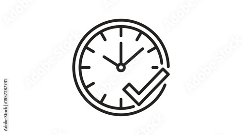 Clock With Check Mark Icon