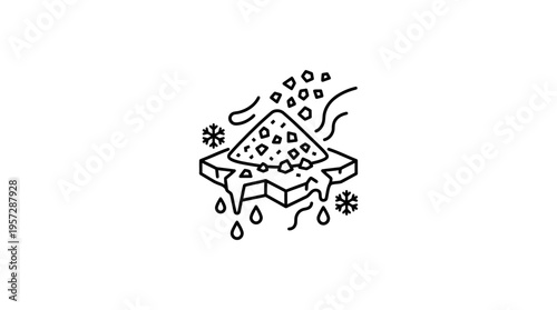 Melting Ice With Snow Pile And Water Droplets Icon