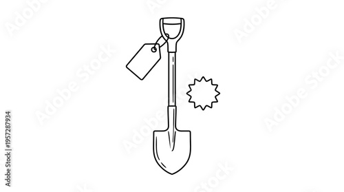 Shovel With Price Tag And Starburst