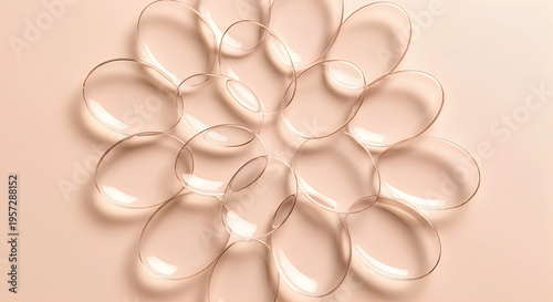 An abstract arrangement of translucent looping shapes creates a visually captivating and modern composition high-quality