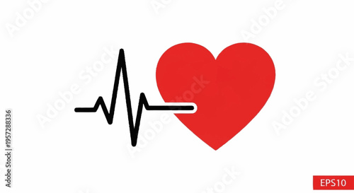 A stylized illustration of a heart with an electrocardiogram line, symbolizing health and medicine.
