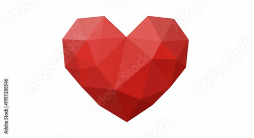 A vibrant red heart illustration emerges prominently in a digital artwork setting.