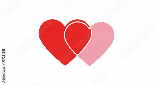 Interconnected heart shapes in red and pink hues symbolize love