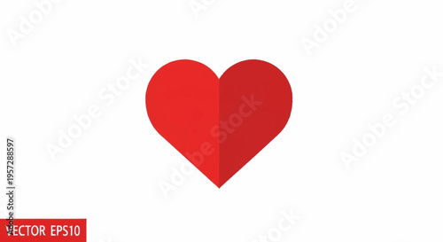 A red heart illustration depicts love symbol in a vector graphic design.