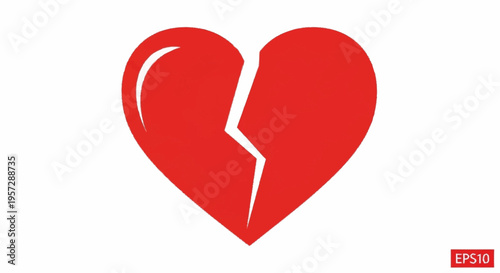A broken heart illustration depicts emotions and sadness with a cracked symbol.