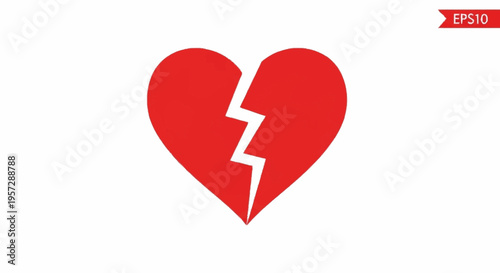 A broken heart illustration shows a cracked red symbol.