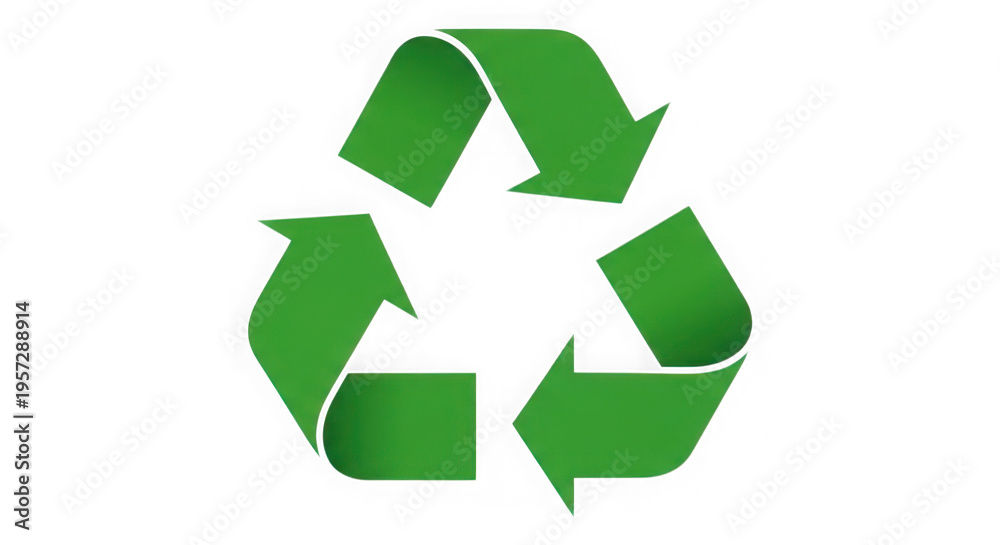 Obraz premium Green recycling symbol made of three interconnected arrows