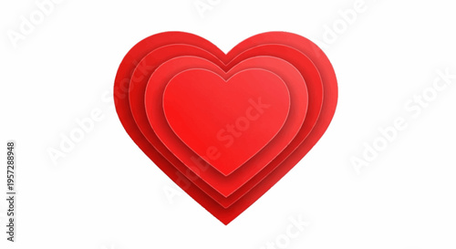 A vibrant red layered heart illustration showcases multiple dimensions in a single graphic symbol.