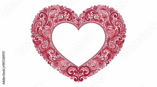 A heart shaped ornamental design with intricate patterns and swirls is prominently displayed.