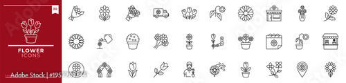 Flower, Outline icons collection. Simple vector illustration