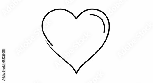 Minimalist hand-drawn black outline of a heart, symbolizing love, affection, and care, perfect for romantic gestures or elegant decorative design elements in various projects