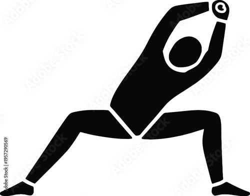 Vector illustration of a young woman performing a yoga pose silhouette as a black art symbol for fitness and health