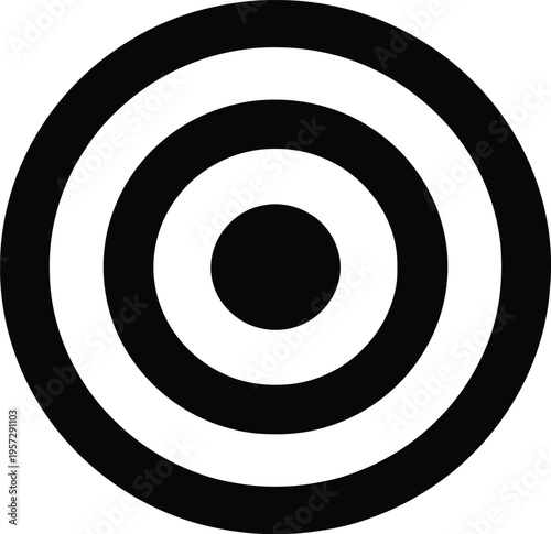 A glossy 3d vector illustration of a black and white spiral target icon symbolizing business accuracy and aiming web design