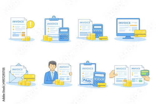 Diverse billing solutions: invoices, payments, and calculators in financial management.
