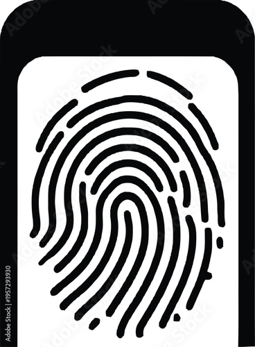 A unique black ink thumbprint vector illustration isolated on white creates a digital biometric identity mark for forensic police security and criminal identification