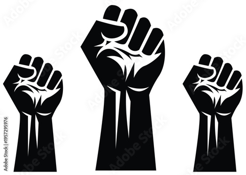 Raised fists silhouette graphic power, strength, and solidarity symbol, raised fist, fight back, fist icon, protest icon