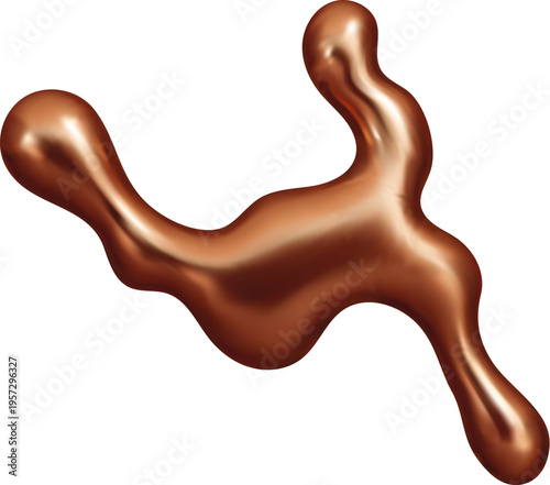 3D liquid copper metal blob or drop splash shape, vector bronze melt or brass flow drip. Realistic abstract liquid copper blob or metallic paint oil spill and fluid steel piece or bronze melt drip
