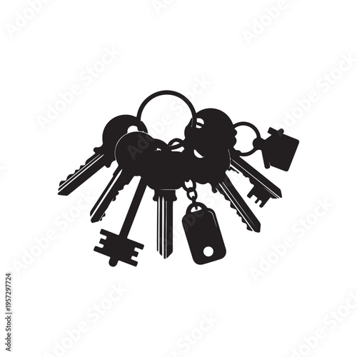 keys chain silhouette vector illustration on white background