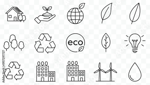 Set of ecology icons, vector illustration. nature, environment and sustainability symbols