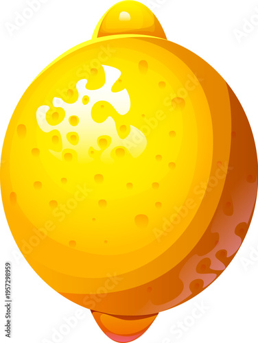 Cartoon casino gambling game icon of ripe lemon. Juicy isolated lemon with smooth shading, dotted skin texture and warm orange reflections. Cool jackpot icon for gambling machine, lottery and prize