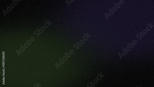 Photography Dark moody abstract background with a subtle grainy texture displaying a captivating gradient transition from deep green to dark purple colors