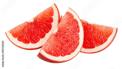 Delicious fresh pink grapefruit wedges showing juicy pulp, a perfect healthy snack fruit