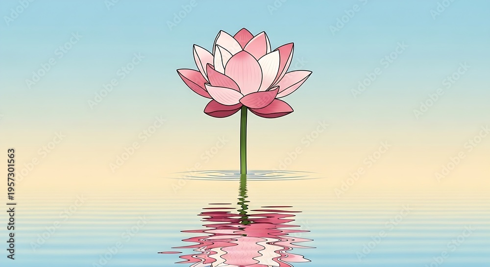 Fototapeta premium Pink Lotus Flower Reflection for Buddha Purnima Vector Illustration