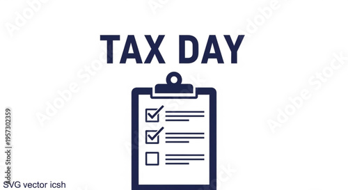 A minimalist vector graphic illustrating Tax Day with a clipboard and checklist